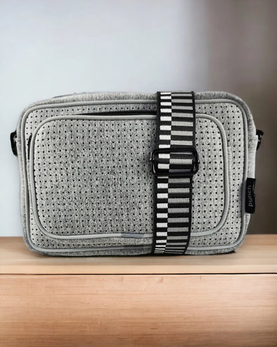 Neoprene Metro Rectangle Shoulder Bag With Front Pocket - Grey