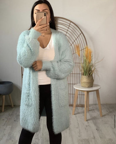 Mint Fluffy Oversized Cardigan Possum Merino