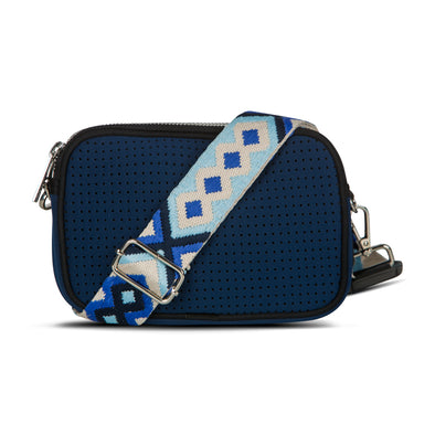 Double Zip Neoprene Cross Body - Navy Blue Safari