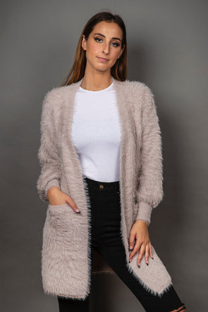 Dusty Pink Fluffy Oversized Cardigan