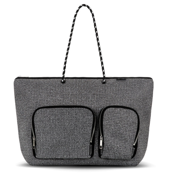 Tote Bag with Double Pockets - Grey Neoprene