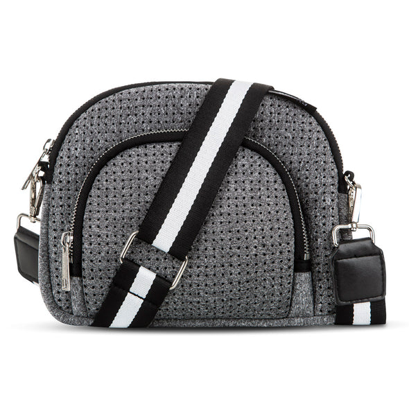 Grey Neoprene Moon Cross Body Bag