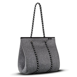 Wide Tote Bag With Zip - Grey Neoprene