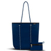 Tote Bag With Zip - Navy Blue Neoprene