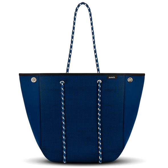 Tote Bag With Zip - Navy Blue Neoprene