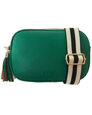 Green Vegan Leather Rectangle Crossbody Bag