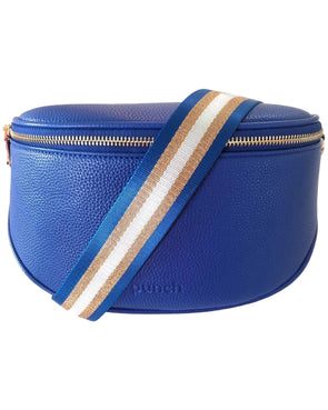 Blue Vegan Leather Sling Crossbody Bag