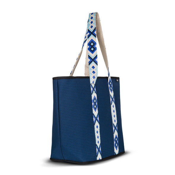 Punch Neoprene Explorer Zip Tote Bag - Navy Blue Safari