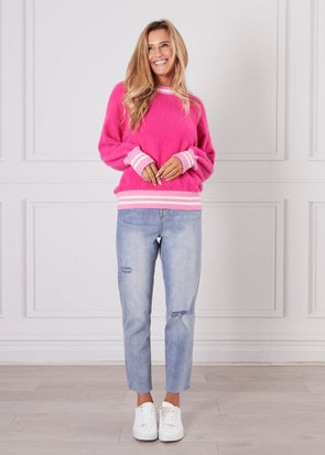 Bubble Gum Stripe Crew Sweater